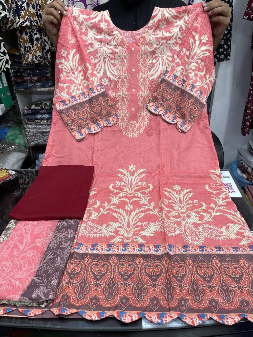 প্রেমিয়াম সুইচ কটন ডিজিটাল প্রিন্ট রেডি থ্রি পিস